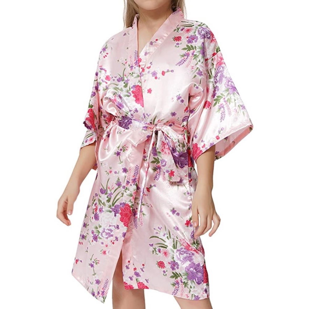 Girls Floral Robe. Size:8.